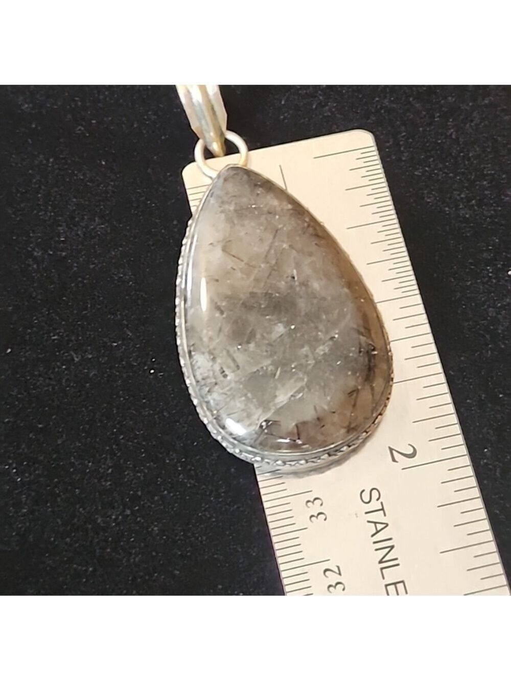 925 Sterling‎ Silver 2in Himalayan Black Tourmaline Pendant - Picture 5 of 5